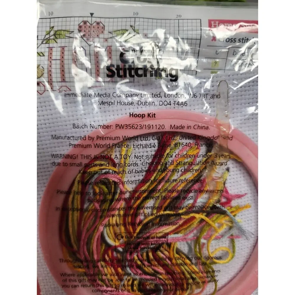 Cross Stitch Hoop Kit With Chart Home Sweet Home Flower Farmhouse Durene Jones